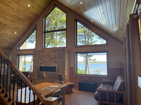 TV, fireplace, DVD player, foosball