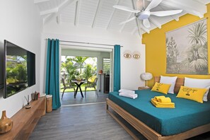 Deluxe Studio Suite, 1 King Bed, Kitchenette, Garden View | Premium bedding, Select Comfort beds, free minibar items, in-room safe - Les Galets Sxm (Orient Bay)