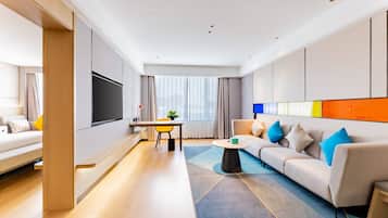 Suite, 1 Bedroom (Living Area Smart Room) | Blackout drapes, soundproofing, iron/ironing board, free WiFi