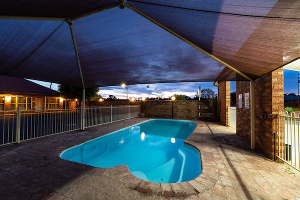 Outdoor pool, pool loungers