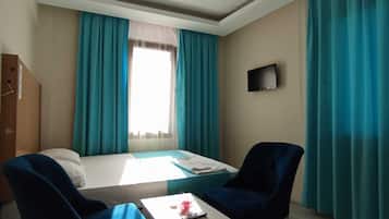 Premium bedding, minibar, desk, laptop workspace