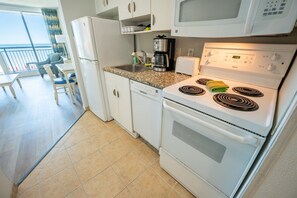 Fridge, microwave, oven, stovetop - New Floor Private Balcony Oceanfront Decor w/Pools (North Myrtle Beach)