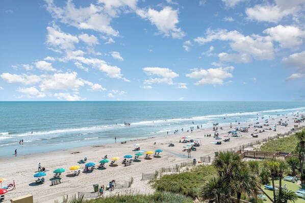 On the beach, beach towels