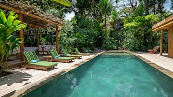 Outdoor pool, pool loungers