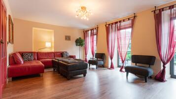 TV, fireplace, DVD player, table football