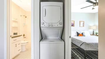 2 bedrooms, desk, iron/ironing board, travel cot