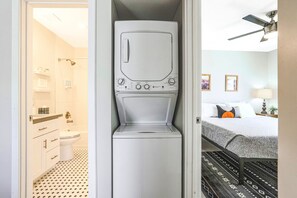 2 bedrooms, desk, iron/ironing board, travel cot