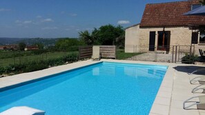 Outdoor pool - Renovated farmhouse, quiet location, unobstructed view, private pool (Audrix)