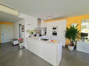 Fridge, microwave, oven, dishwasher