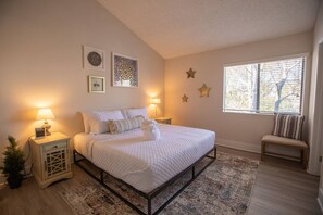 2 bedrooms, desk, iron/ironing board, travel cot