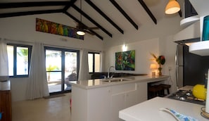 Villa Luxe, 1 très grand lit, cuisine, vue mer | Coin séjour