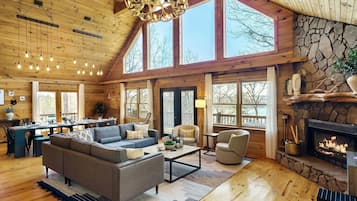 Smart TV, fireplace, ping pong