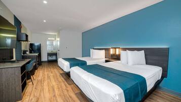 Premium bedding, Select Comfort beds, desk, iron/ironing board