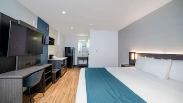 Premium bedding, Select Comfort beds, desk, iron/ironing board