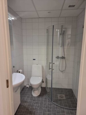 Appartement, 1 grand lit | Salle de bain | Douche, serviettes fournies