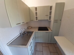 Fridge, oven, stovetop, cookware/dishes/utensils
