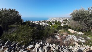 A coastal town with rocky terrain and dense vegetation. - Red House Pescoluse (Marina di Pescoluse)