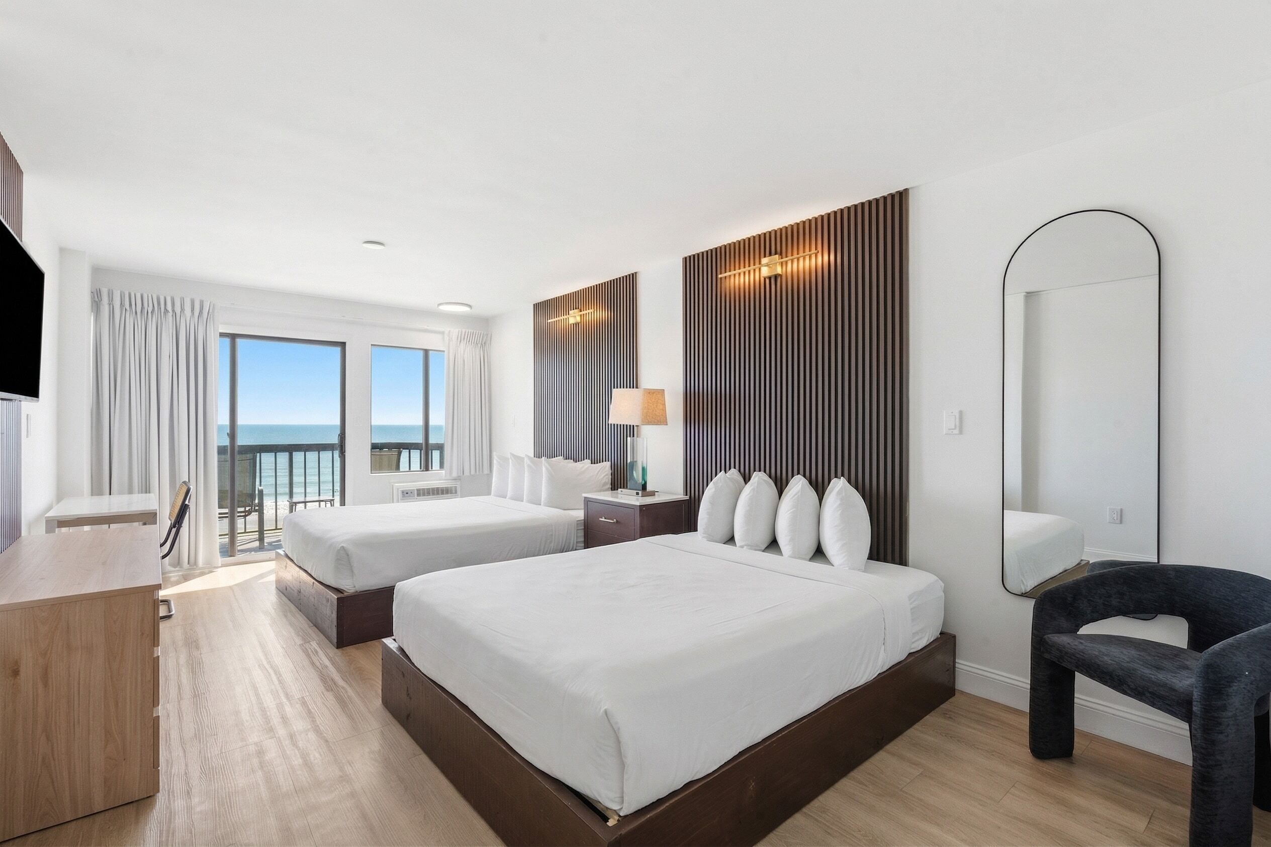 Standard Room, Multiple Beds, Balcony, Ocean View | Individually furnished, iron/ironing board, free WiFi, bed sheets