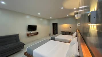 Chambre Double Confort, 2 grands lits, hypoallergénique, vue ville | Draps en coton égyptien, literie de qualité supérieure, surmatelas