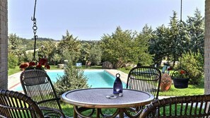 Outdoor dining - Wonderful private villa for 20 guests with private pool, WIFI, TV, terrace and panoramic view (Pomarance)