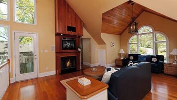 Smart TV, fireplace, video games, foosball