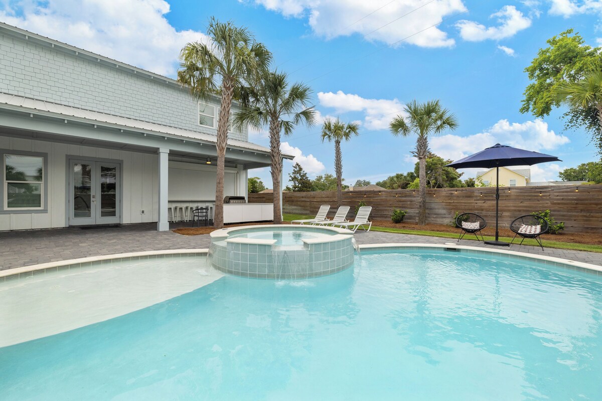 Photo 46 of Poseidon's Palace: Luxury Home with Pool+Spa! Golf Cart! 3 Min to Beach