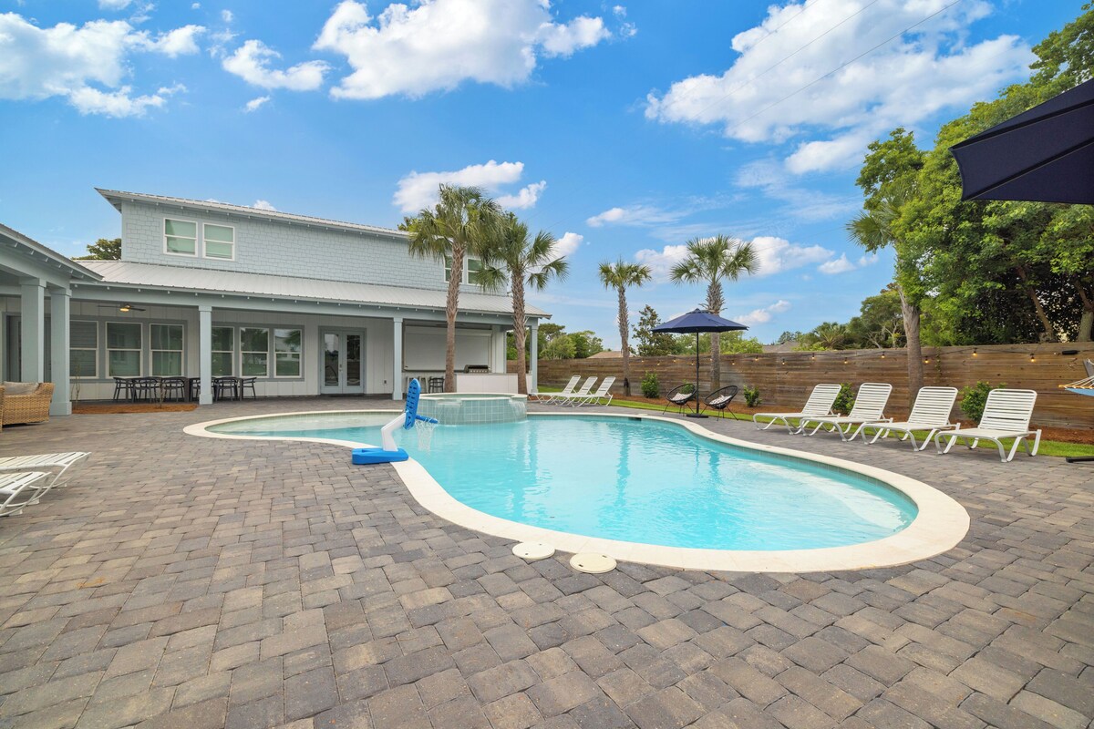 Photo 45 of Poseidon's Palace: Luxury Home with Pool+Spa! Golf Cart! 3 Min to Beach