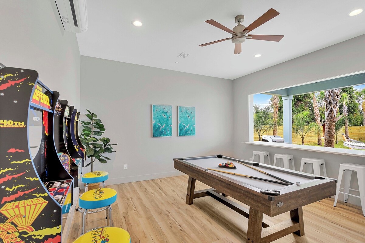 Photo 41 of Poseidon's Palace: Luxury Home with Pool+Spa! Golf Cart! 3 Min to Beach