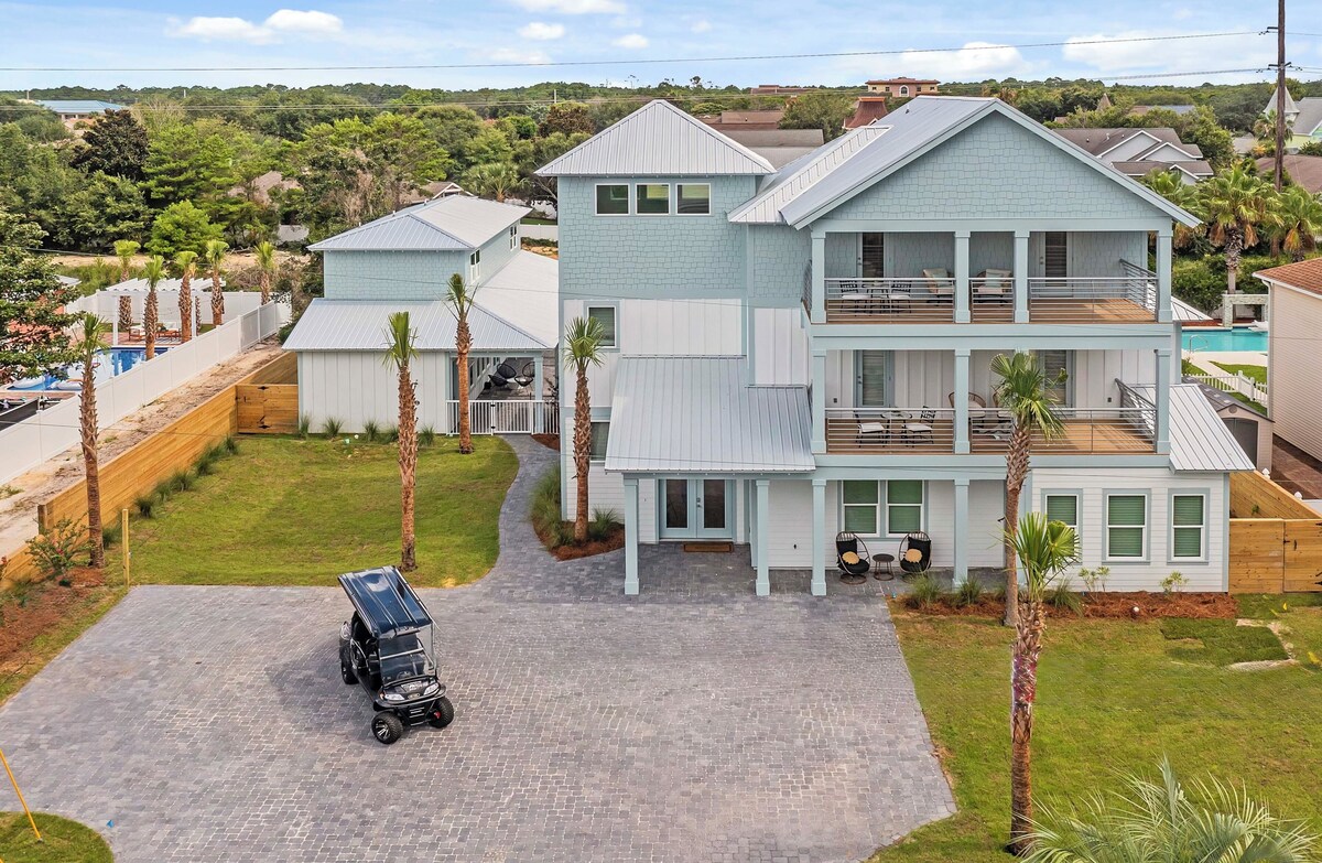 Photo 2 of Poseidon's Palace: Luxury Home with Pool+Spa! Golf Cart! 3 Min to Beach
