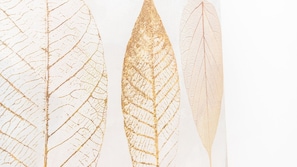 Tres motivos con forma de hoja.