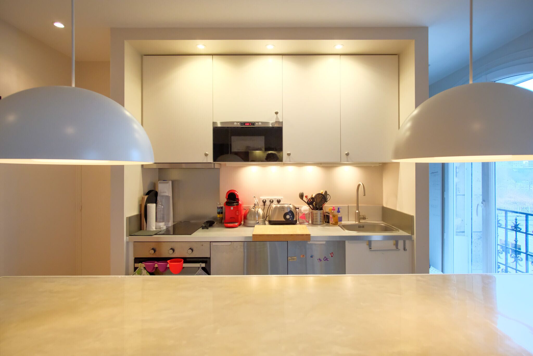 Fridge, microwave, oven, dishwasher