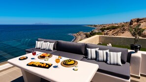Luxury Apartment, 1 King Bed with Sofa bed, Non Smoking, Ocean View | Terrace/patio - Neoma Luxury Suites (Santorini)