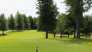 A golf course with a flagstick, sand bunkers, and trees. - Cosy one bedroom apartment in Highgate, close to Hampstead heath (London)