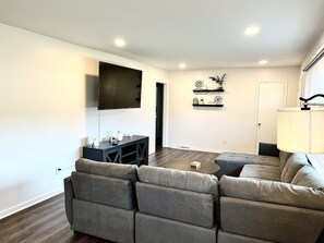 Smart TV, foosball, books