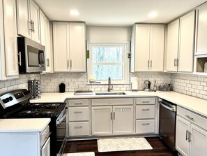 Fridge, microwave, oven, dishwasher