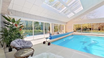 Indoor pool, open 8:00 AM to 9:00 PM, sun loungers