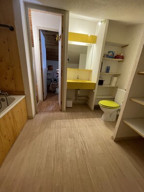 Een bad, een haardroger, toiletpapier
