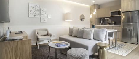 设计公寓, 1 张特大床和 1 张沙发床 | 迷你吧、客房内保险箱、特色家居、免费 WiFi