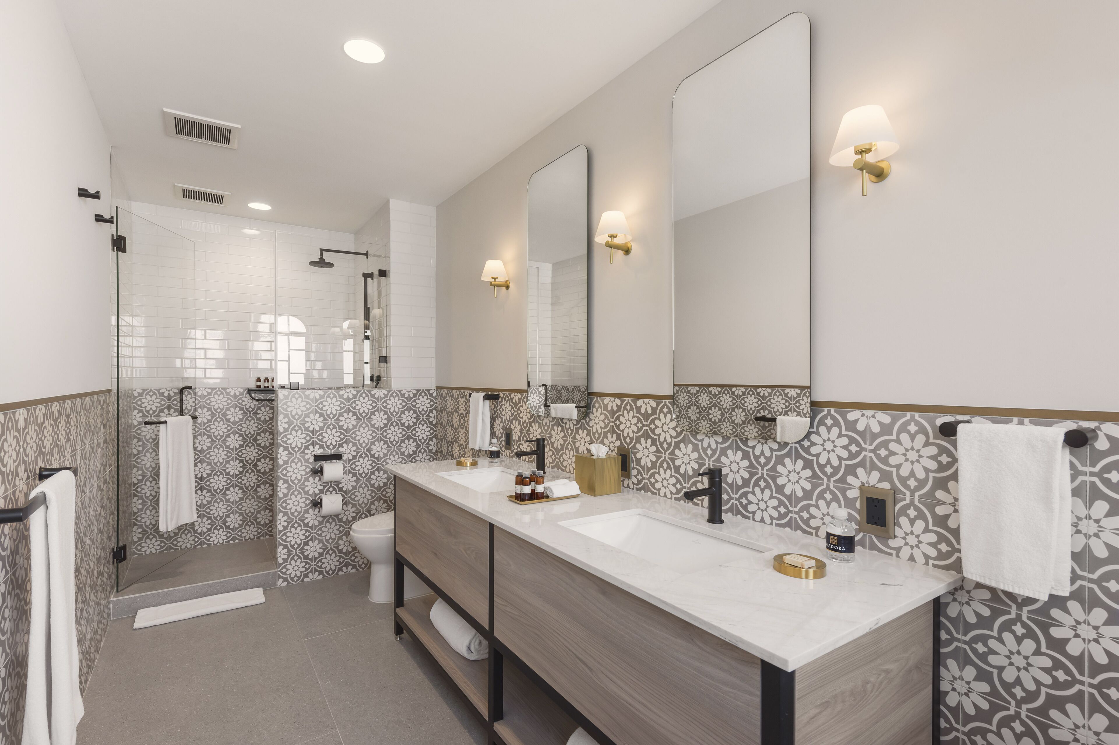 design apartment, 1 king bed with sofa bed | bathroom | separate bathtub and shower, hair dryer, towels