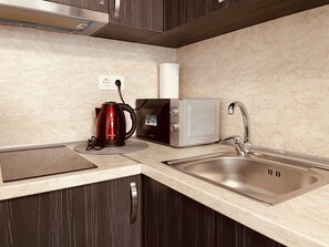 Luxury Apartment, 1 Bedroom, Smoking, Mountain View | Dapur peribadi | Peti sejuk, ketuhar gelombang mikro, dapur