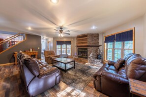 Smart TV, fireplace, table football, ping pong