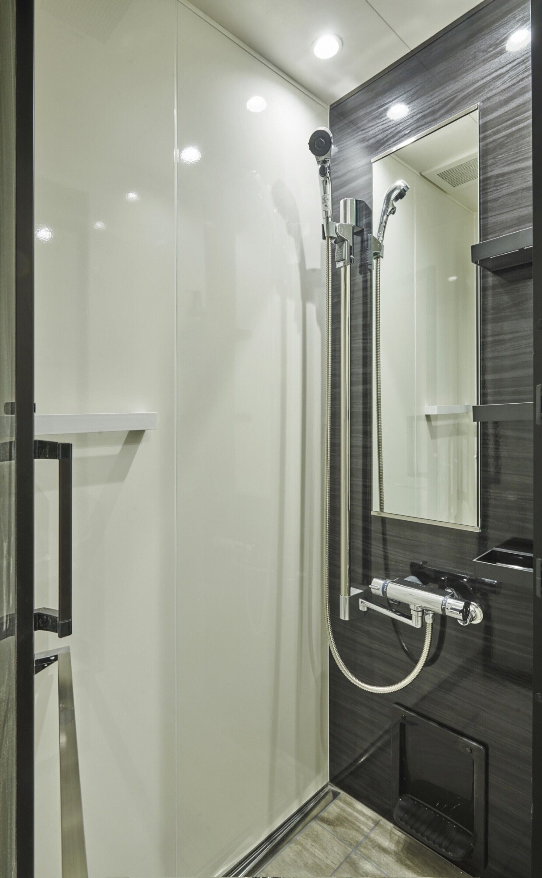 Shower, slippers, towels