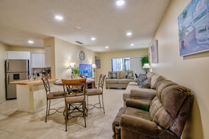 Family Apartment, 2 Bedrooms, Lagoon View | Living area - 3608 Apartment with 3 swimming pools , Near Disney world. (Orlando)