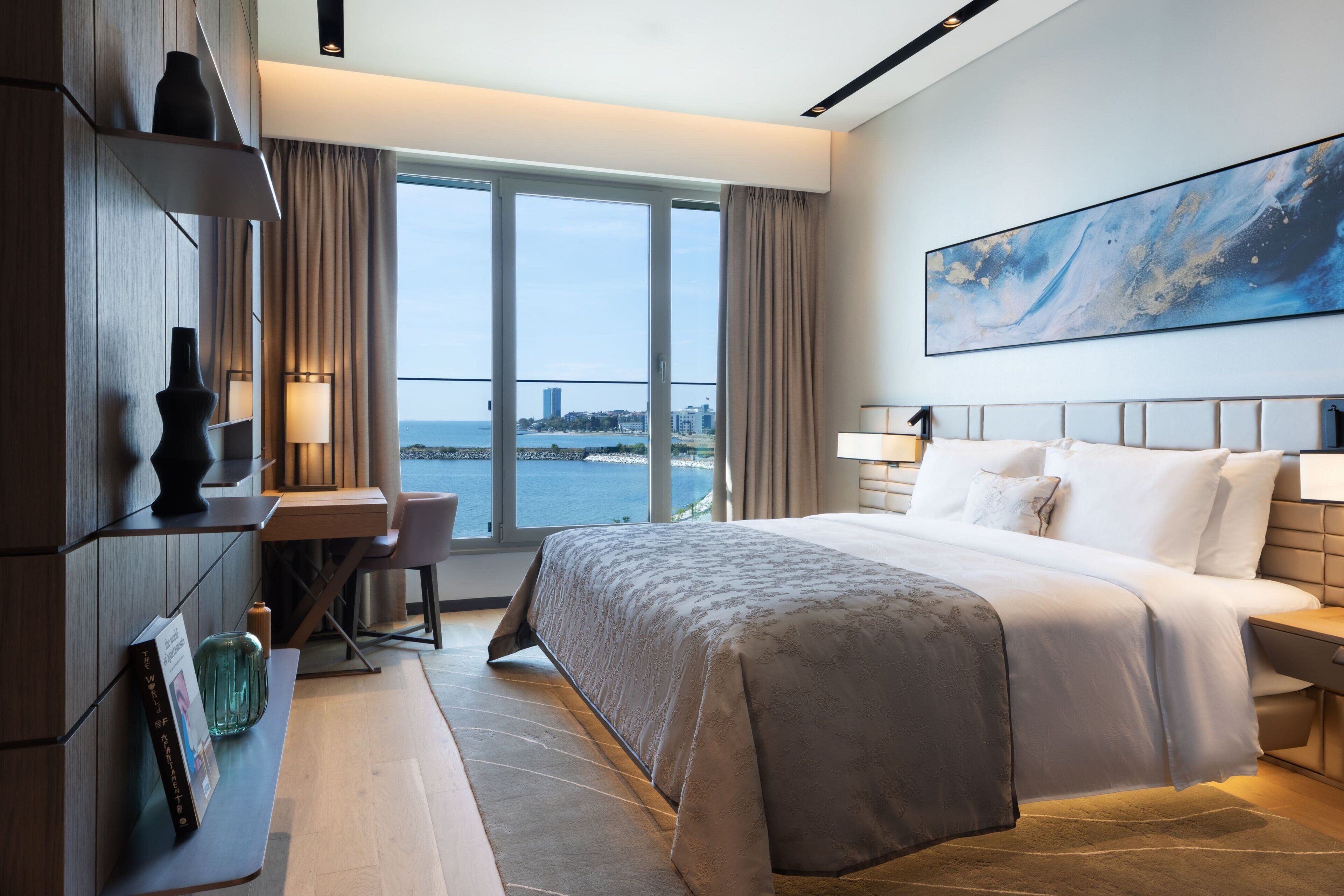 Premium bedding, down comforters, pillowtop beds, minibar