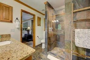 Bathtub, hair dryer, towels