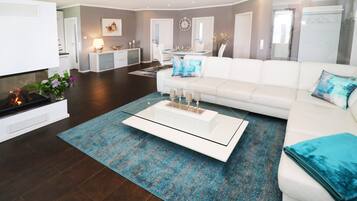 Televisión y chimenea