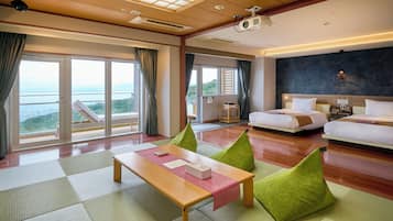 Tradisjonell suite, ikke-røyk (Japanese-Western, open-air bath KAZE) | Sengetøy av topp kvalitet, safe på rommet og skrivebord