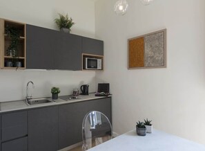 Kühlschrank, Mikrowelle, Herdplatte, Geschirrspüler