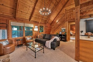 TV connectée, cheminée, lecteur de DVD, livres