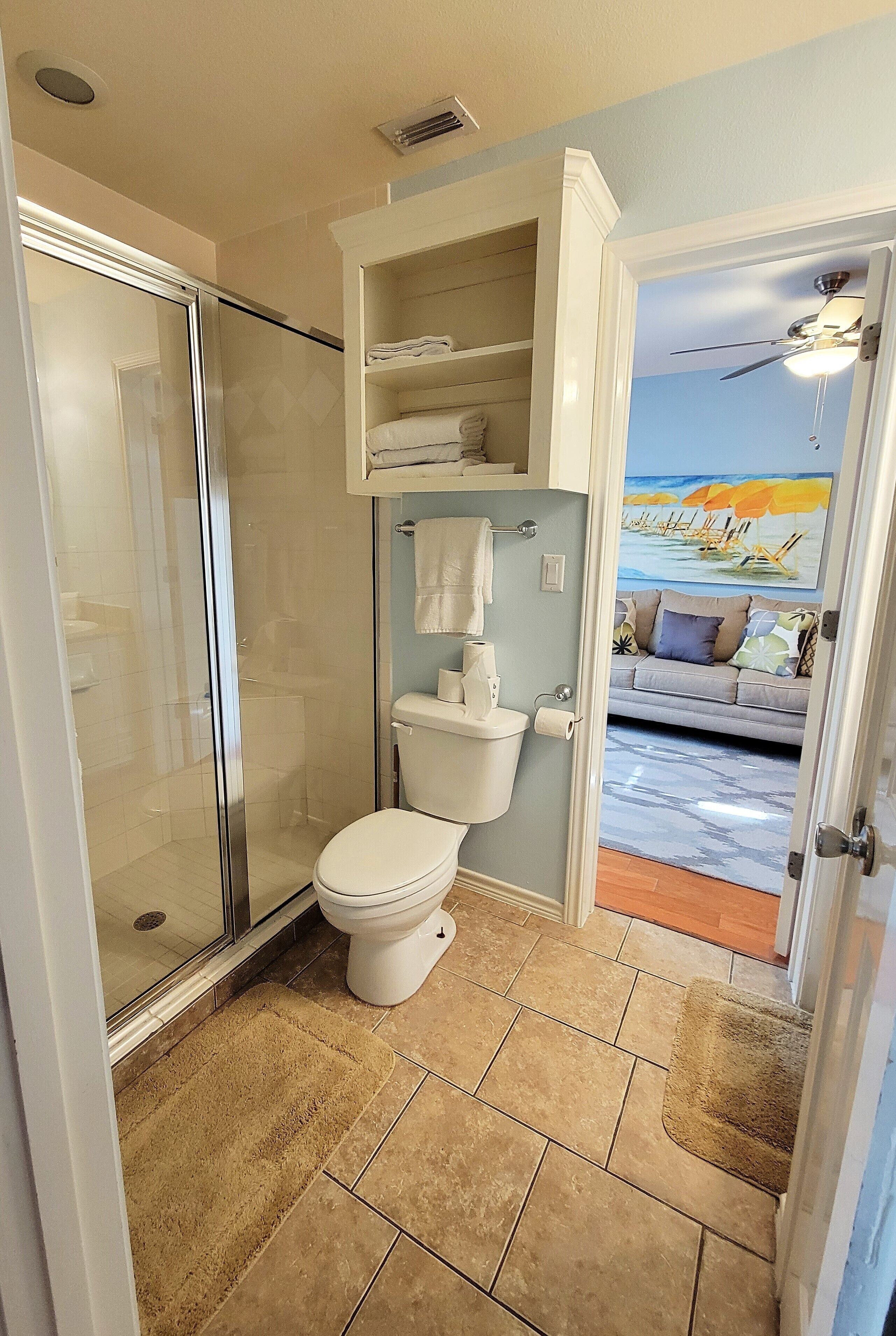 Upstairs bath with walk-in shower.